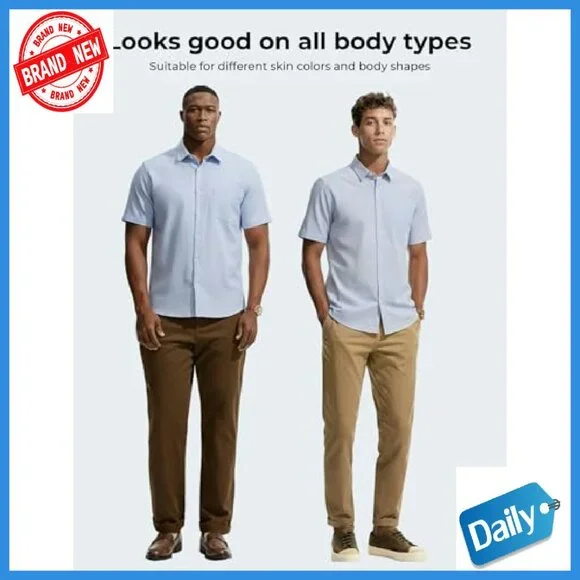 Men's Linen Blend Button Down Short Sleeve Shirt Casual Business Style - Picture 7 of 7